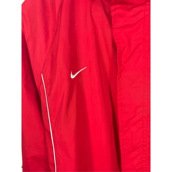 Nike vintage 90’sRed Mens Full Zip Chest Swoosh Sleeve Stripe Windbreaker hide - Picture 3 of 6